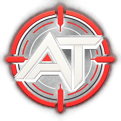 Aim Trainers logo: the letters AT inside a red crosshair